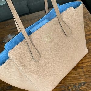 Authentic Gucci Swing Tote - Nude & Blue